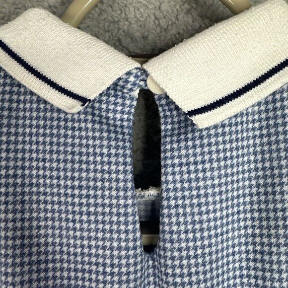 VTG Alison J. Midi Dress Womens Sz 12 Blue White Plaid 3/4 Sleeve Cottagecore - Picture 7 of 16